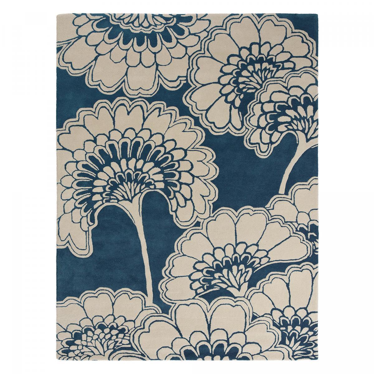 Tapis salon et chambre fait à la main en laine motif floral VAVA