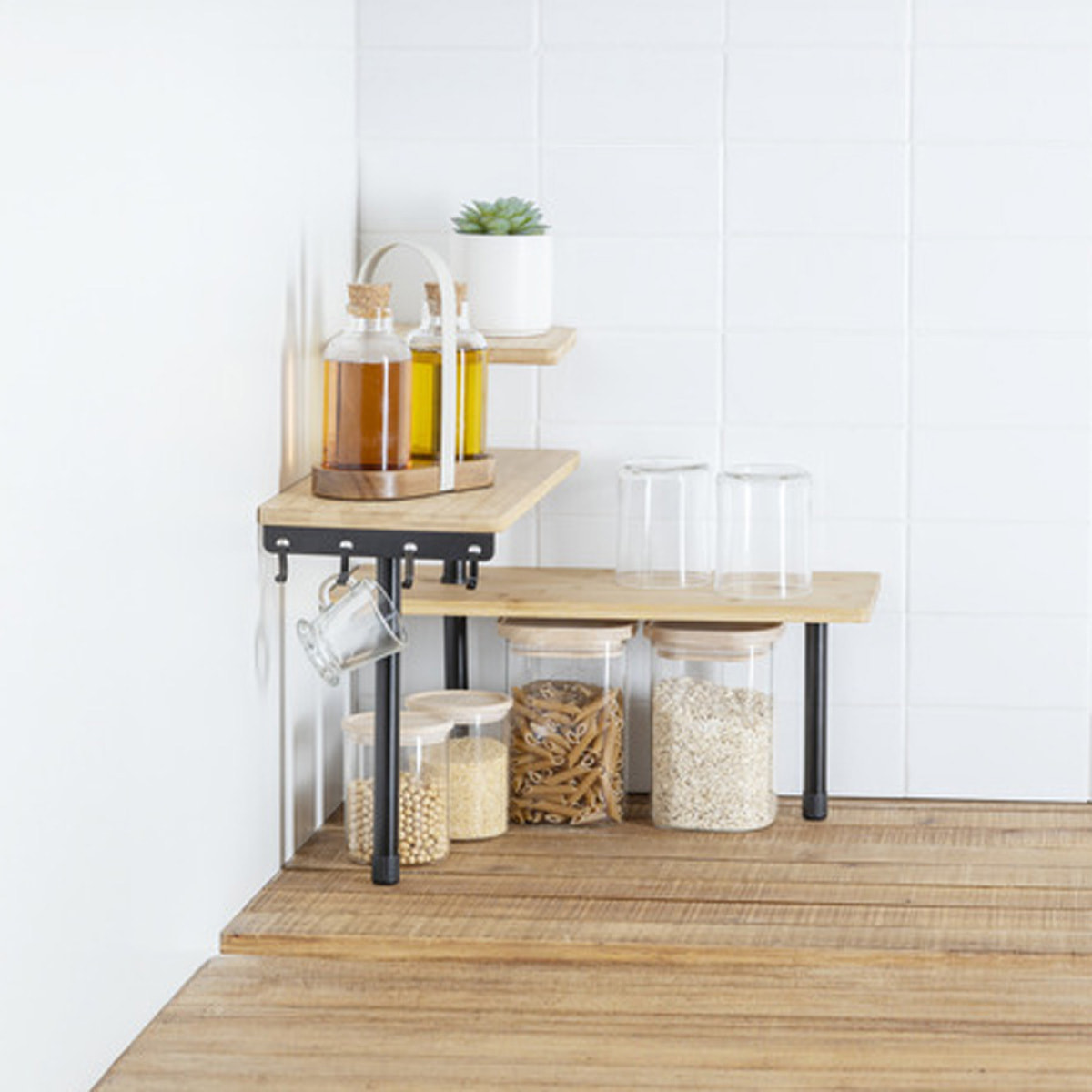 Étagère d angle 3 niveaux beige