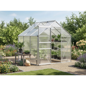 Serre jardin polycarbonate 190 x 190 x 195 cm "Basilic" - 3,61 m² - Gris