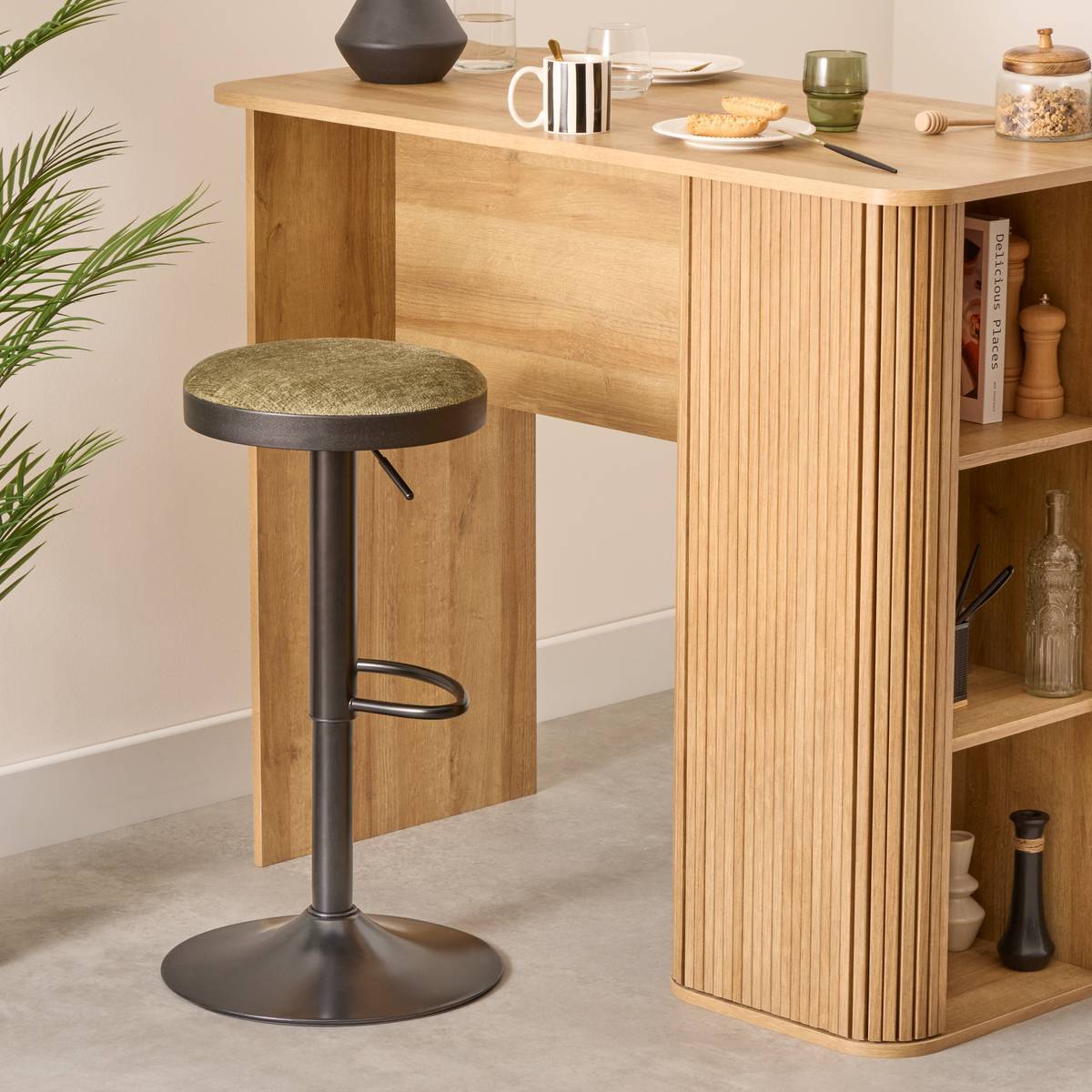 Lot de 2 tabourets de bar Ilsa vert Kaki
