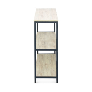 Étagère en métal noir et décor bois - Loft - bibliothèque 3 niveaux. 120x30x80cm