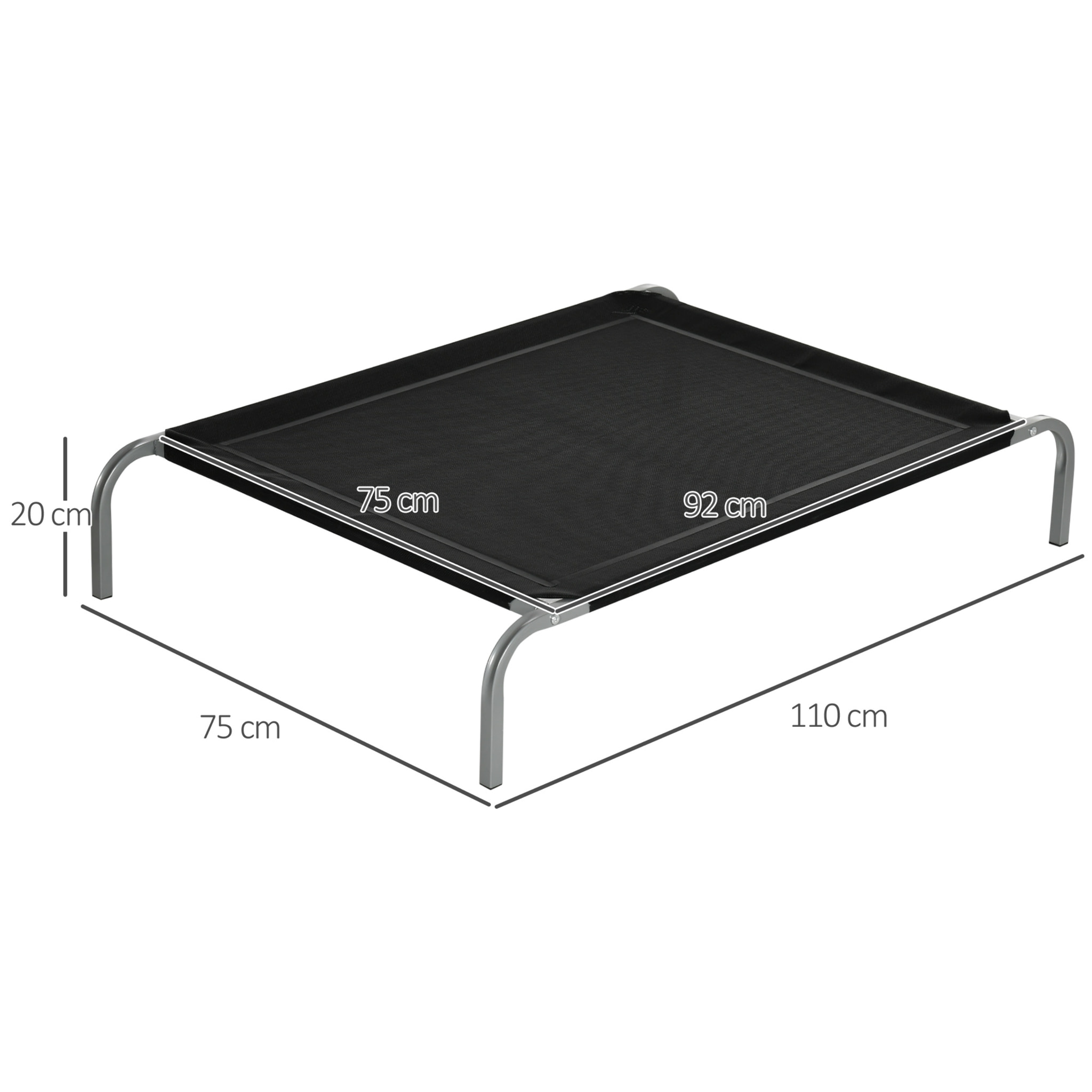 Cama Elevada para Perros Gatos Transpirable Cama para Mascotas 110x75x20 cm para Dormir Relajar con Marco de Acero para Interior Exterior Negro