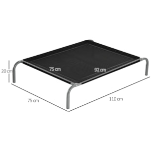 Cama Elevada para Perros Gatos Transpirable Cama para Mascotas 110x75x20 cm para Dormir Relajar con Marco de Acero para Interior Exterior Negro