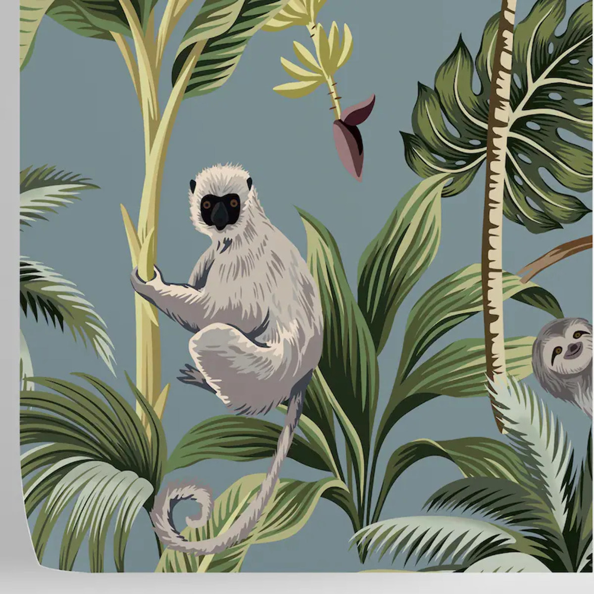 Carta da Parati Jungla Tropicale Grigia
