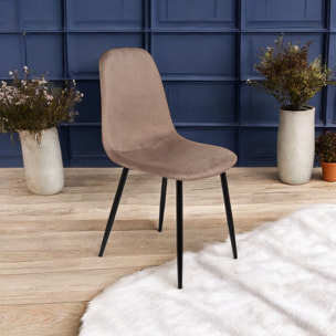 Sedia Arter, Poltrona rivestita in velluto, Sedia da pranzo imbottita, Seduta per riunioni, 45x56h87 cm, Tortora