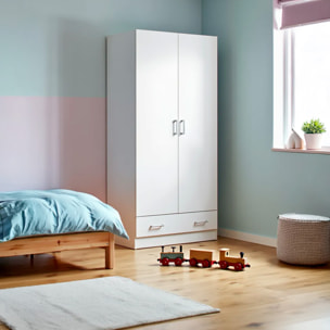 Armadio Con 2 Ante E 1 Cassetto Multiuso Armadietto Design Moderno Salvaspazio Con Ripiani Interni E Vano Contenitore 79.4 x 35.7 x 170.4 Cm Bianco