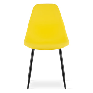 Sedia scandinava WAT in polipropilene giallo e gambe nere