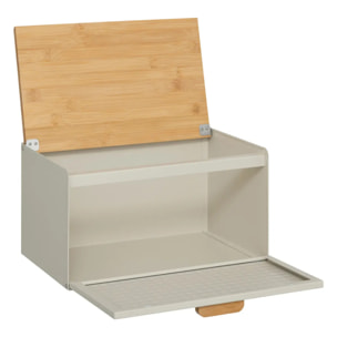 Boîte à pain "Sensia" en métal et bambou noir 35,5cm
