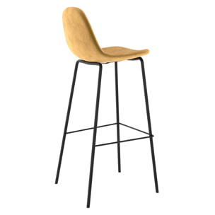 Lot de 2 chaises de bar en velours jaune 75 cm - Henrik