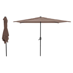 Ombrellone Rettangolare 3x2 M Da Giardino Parasole Per Balcone Con Air Vent Apertura A Manovella Anti UV Idrorepellente Mare Spiaggia Piscina Marrone