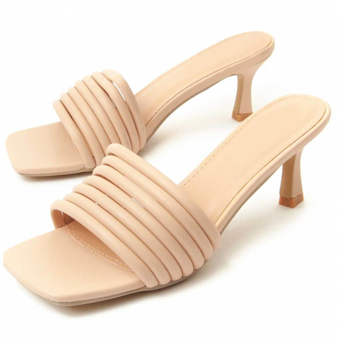 Sandalia de tacón - Beige - Altura: 7 cm