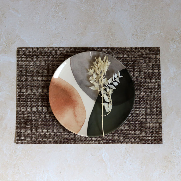 Lot de 6 sets de table effet tissage marron 45x30cm TISSAGE