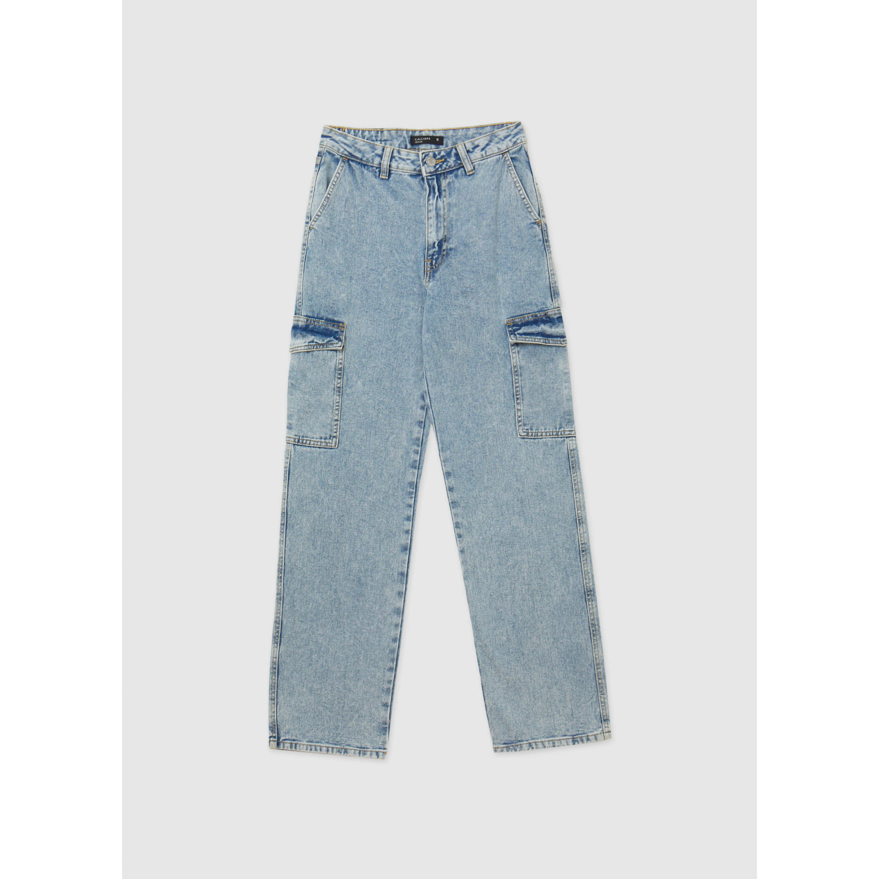 Jeans cargo vita alta