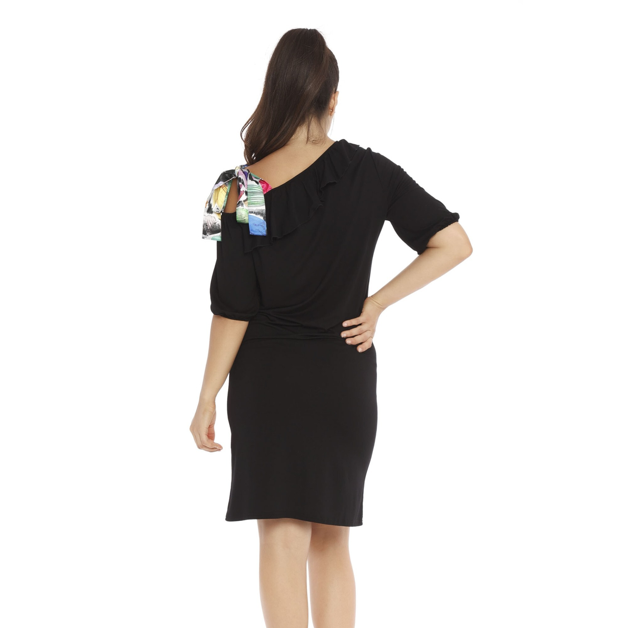 Mamatayoe Vestido Augusta Para Mujer, Escote Semibarco, Negro