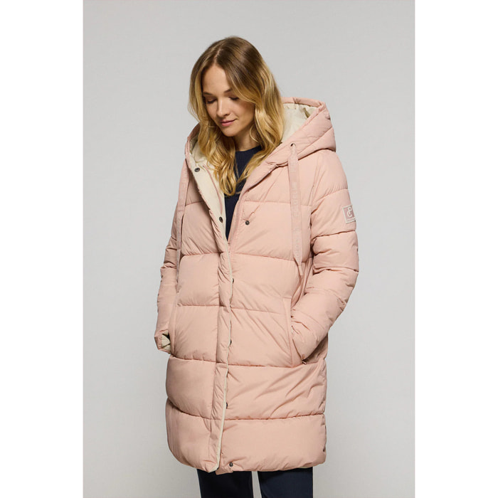 Cappotto Gracia rosa double-face con cappuccio e particolari Polo Club