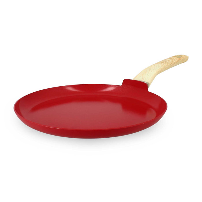 Crêpière en aluminium 26cm rouge - compatible induction COLORAMA