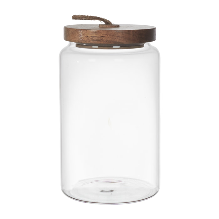 Bocal Verre Couvercle Acacia H17cm