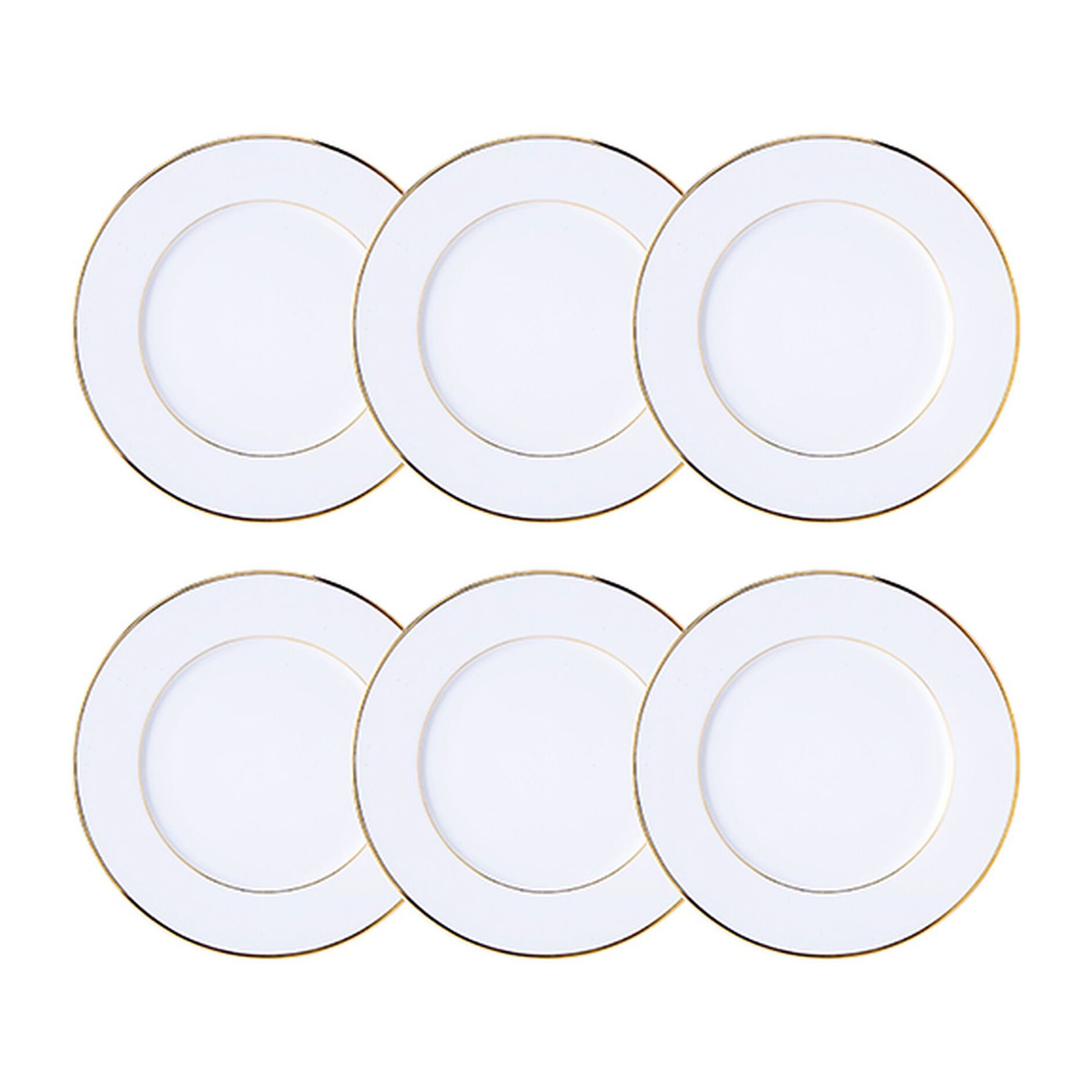 Lot de 6 assiettes à pain 16cm en porcelaine blanche et filet or CLASSIC FILET OR