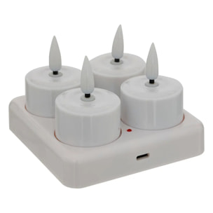 Lot de 4 bougies chauffe-plats LED rechargeables Aitor blanc