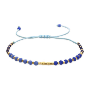Pulsera con Cristal Azul acabado oro 18k