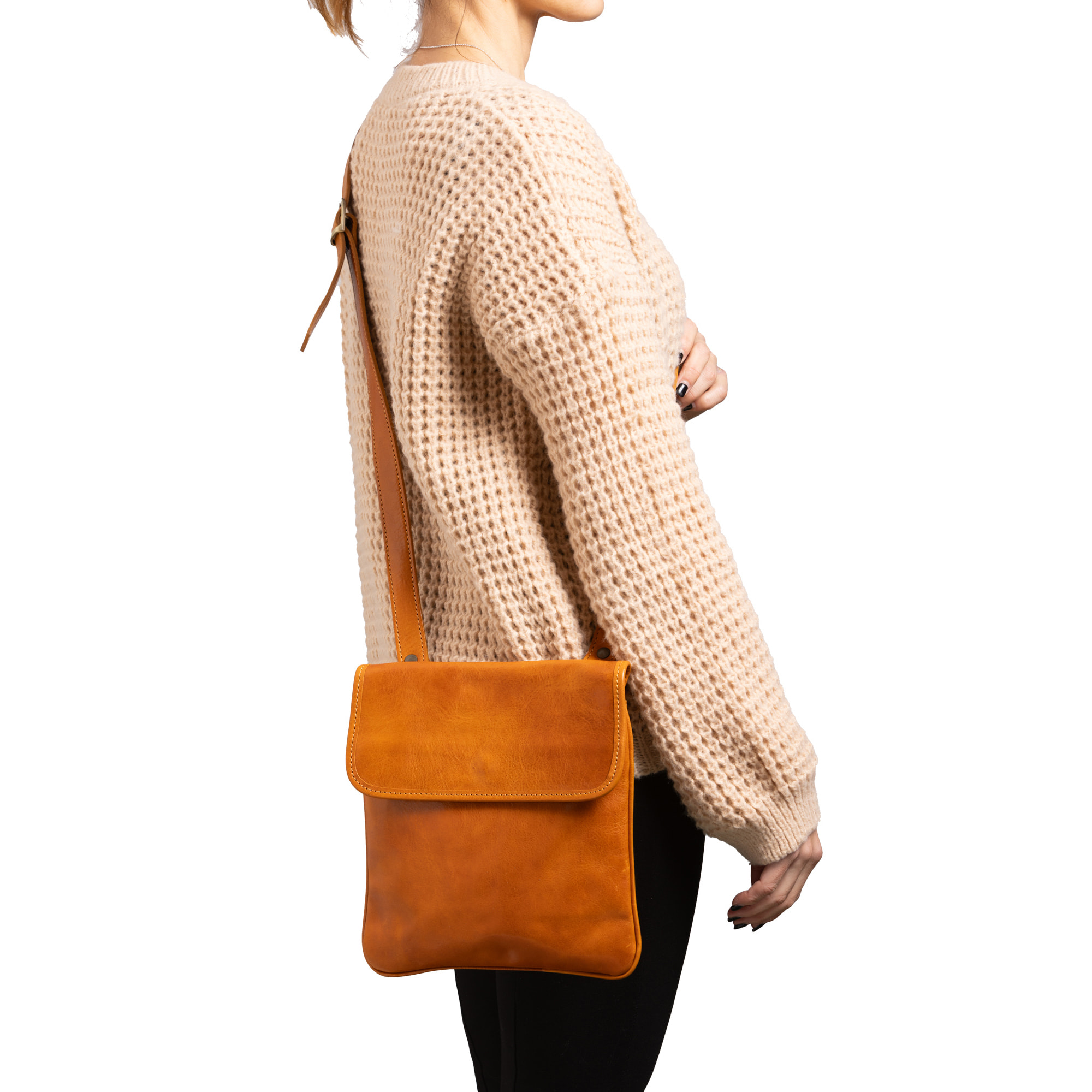 Borsa a tracolla  da uomo In Vera pelle Made in Italy 25x23x4 cm