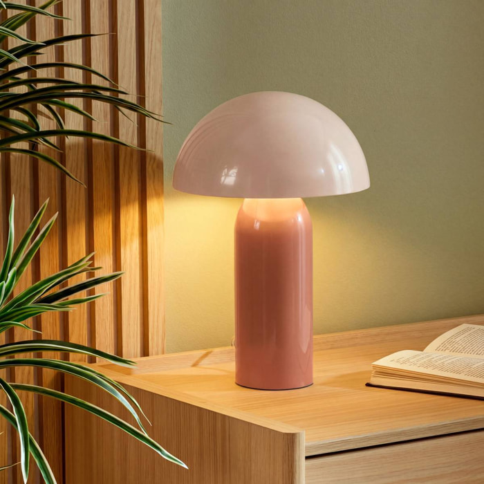 Lampe champignon Lito H. 37 cm rose bicolore