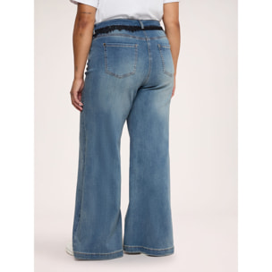 Fiorella Rubino - Jeans Wide Leg con pizzo e charm - Blu