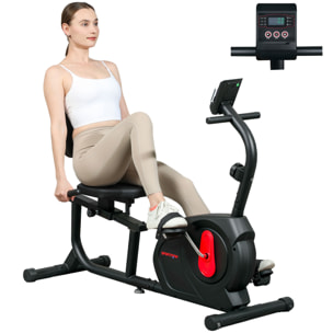 Bicicleta Estática con Respaldo, 8 Niveles de Resistencia, Bici Estática Reclinadas, con Volante Asiento Ajustable Pantalla LCD y Soporte de Teléfono, para Entrenamientos de Recuperación