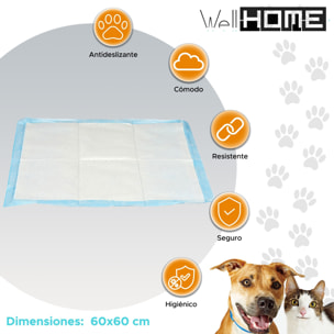 Well home 10u empapadores desechables con adhesivo super absorbentes blanco y azul