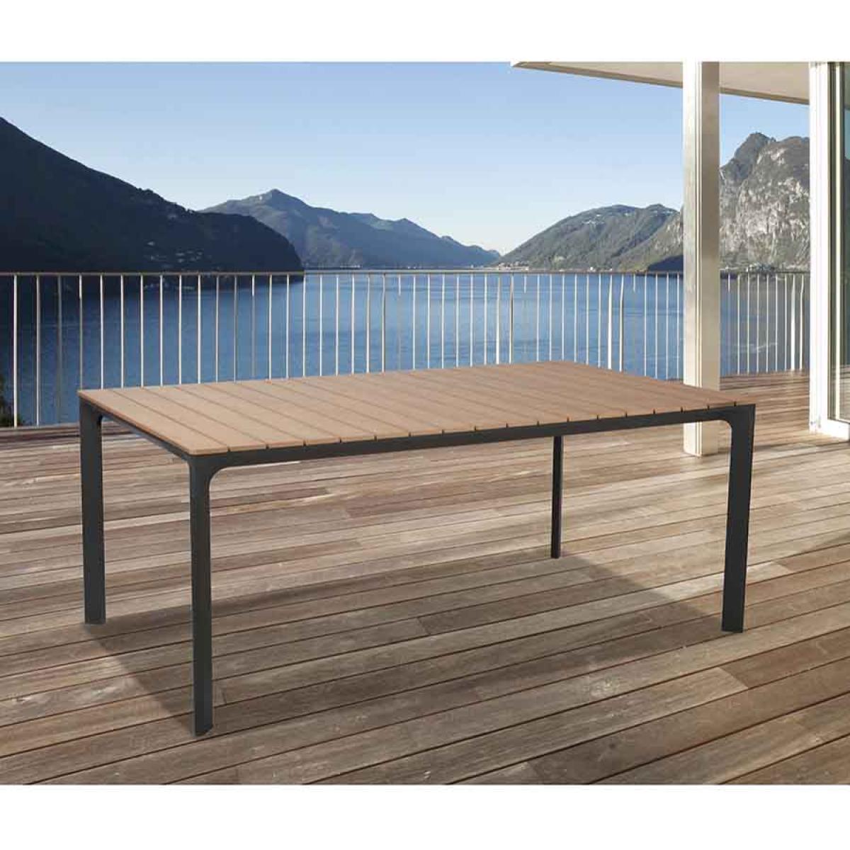 Tavolo da giardino in alluminio e polywood 180x100cm grigio Enna