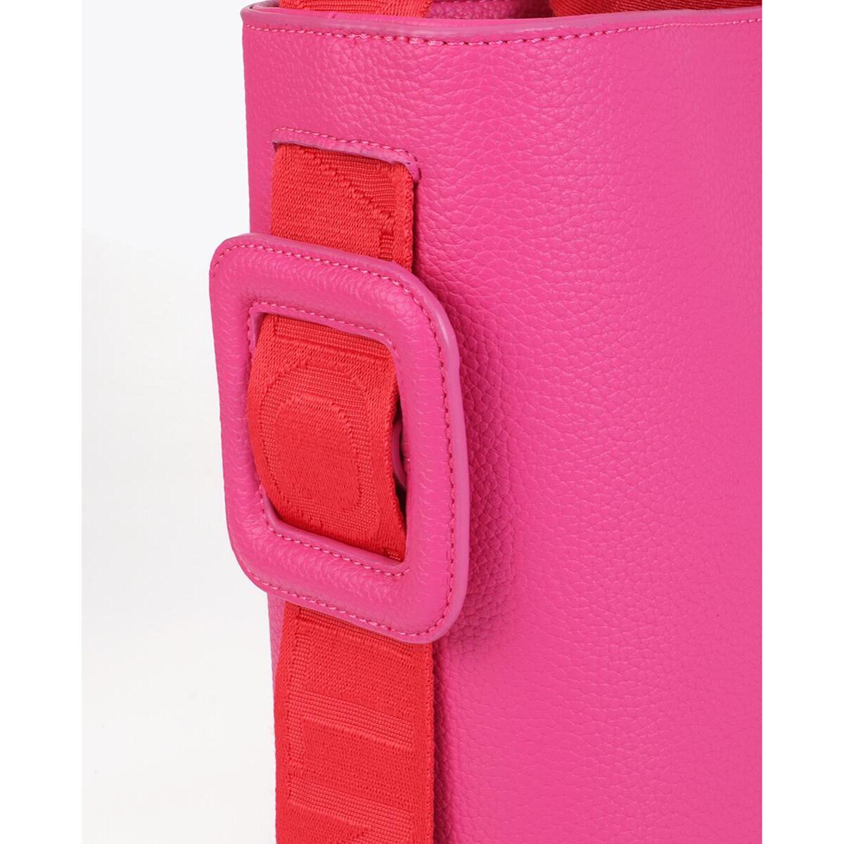 Shopper con manico in nylon a contrasto