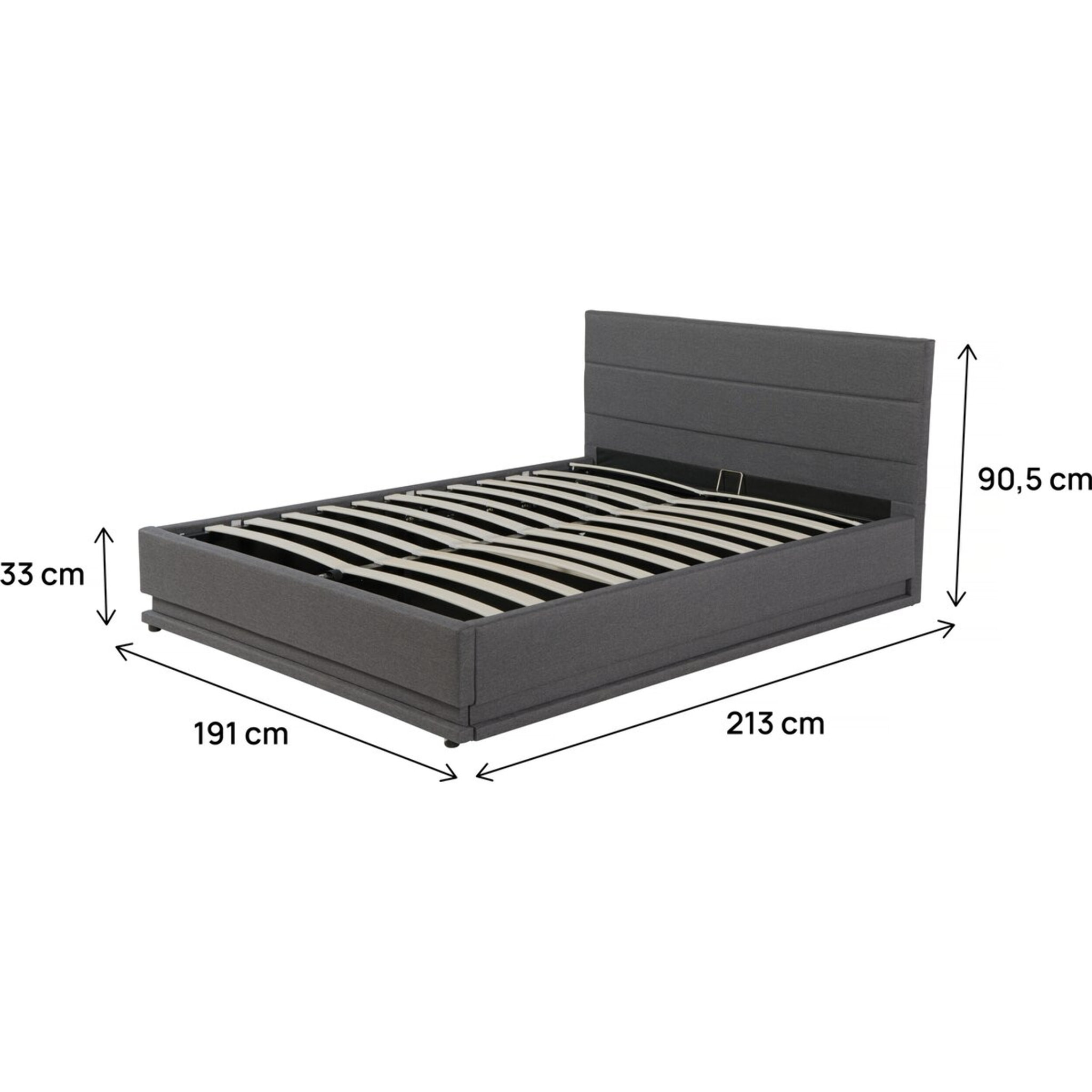 Lit LED avec coffre "Anastasia" - 180 x 200 - Gris foncé