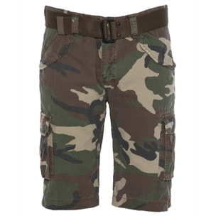 BERMUDA ARMY MULTIPOCKET CON CINTURA SCHOTT CAMO KHAKI