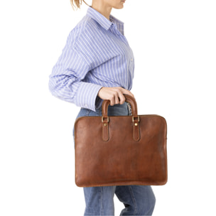 Borsa a mano  unisex In Vera pelle Made in Italy 40x30x8 cm