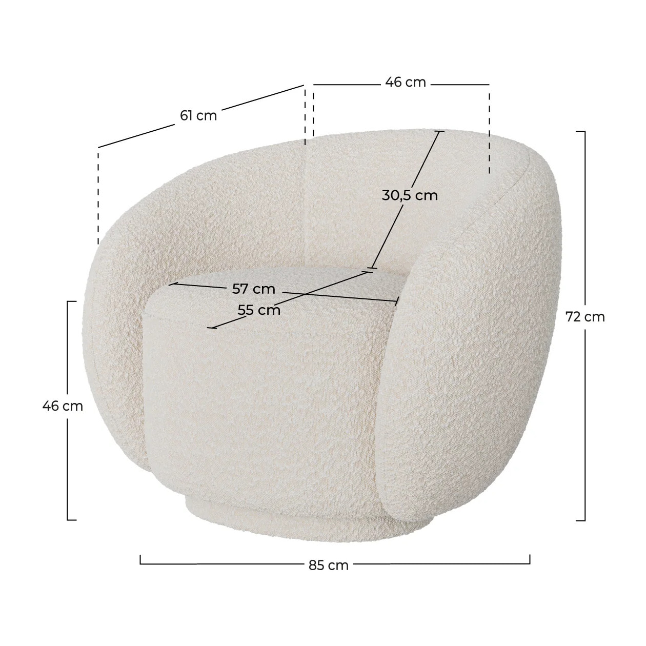 Fauteuil en tissu bouclé blanc - Naya