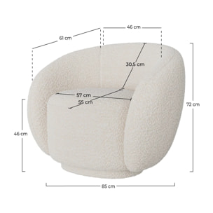 Fauteuil en tissu bouclé blanc - Naya