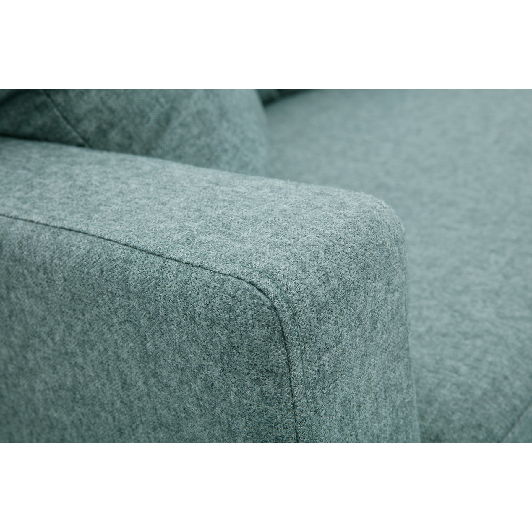 Méridienne scandinave en tissu vert de gris et bois clair massif L190 cm BERTILLE