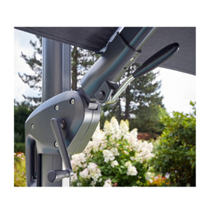 Parasol déporté 3x3m double inclinaison - gris perle - EMERAUDE