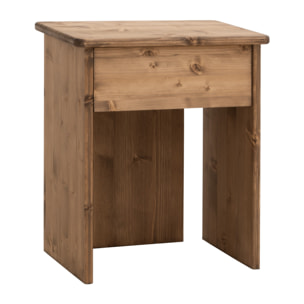 Mesita de noche de madera maciza en tono roble oscuro de 50x42cm Alto: 50 Largo: 42 Ancho: 27