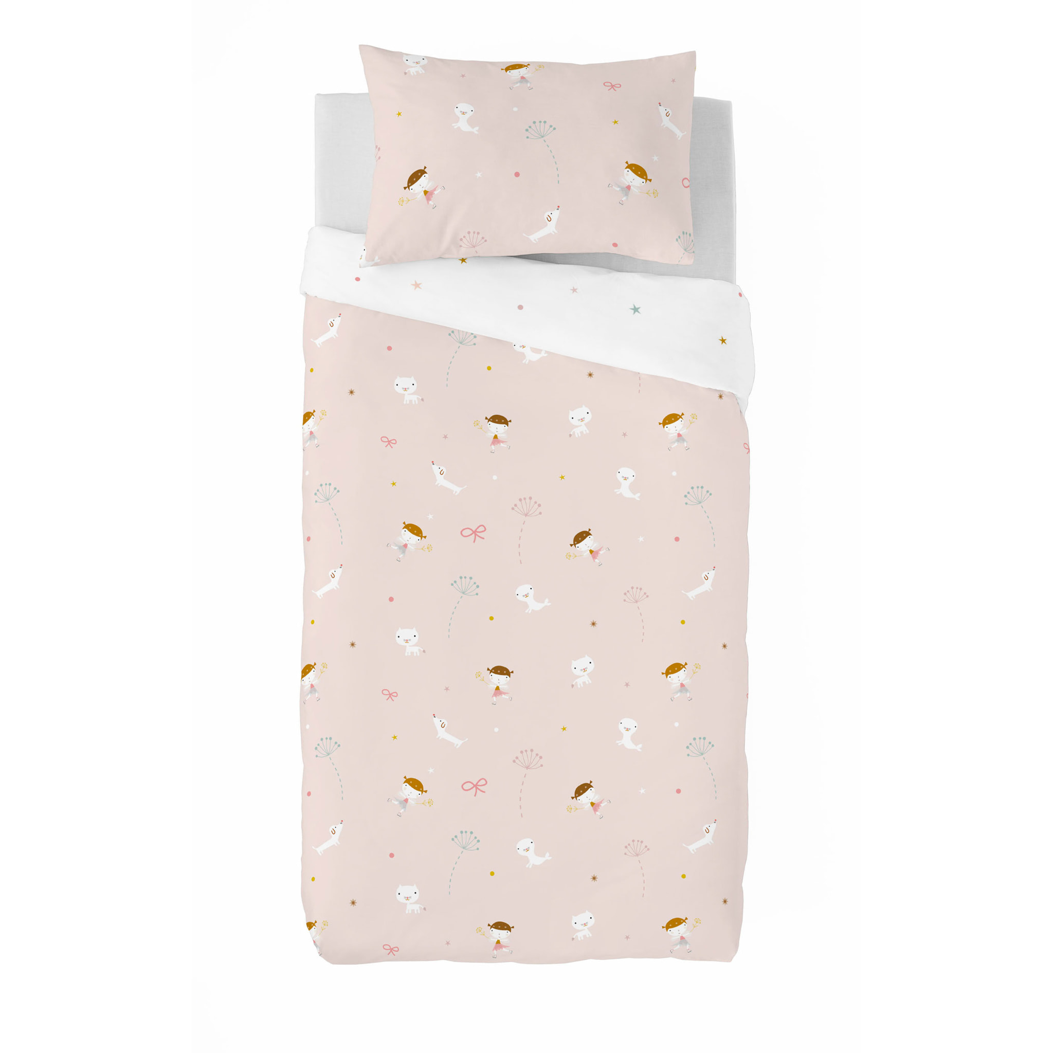 Haciendo el Indio - Funda Nórdica Estampada - Reversible - Infantil - Cierre Solapa - 100% Algodón - Incluye 1 Funda de Almohada - Patinadora
