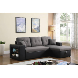 Canapé d'angle convertible/réversible ''Axel'' - 3 places - Noir/Gris