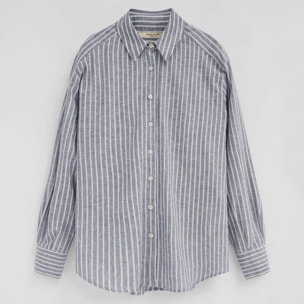 Camisa cotolino de rayas azul de corte regular con bordado Polo Club