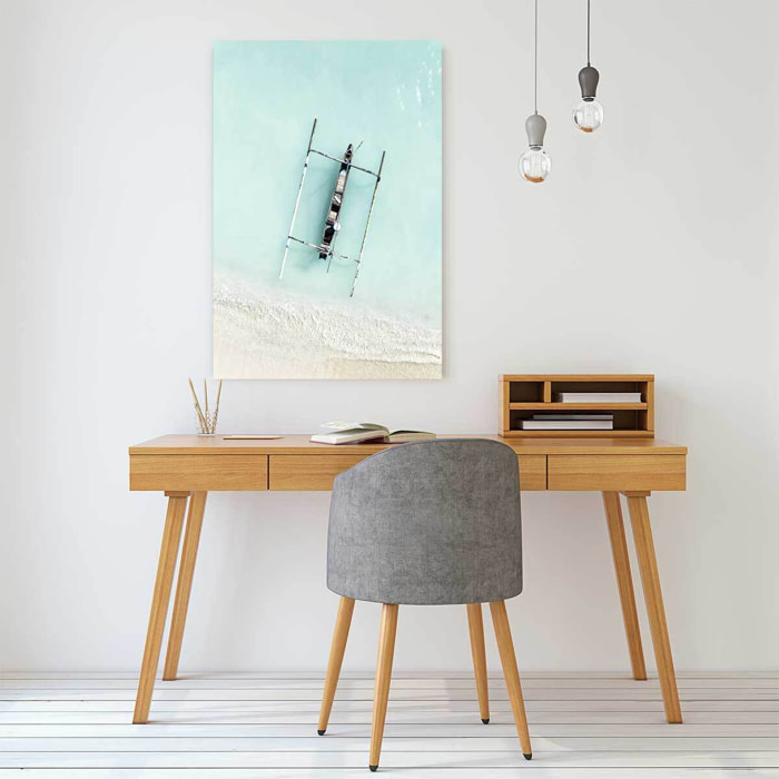 Tableau vacances lagon bleu et pirogue  Toile imprimée