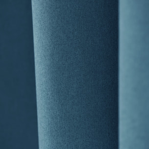 Rideau 100% occultant thermique phonique chiné MIDNIGHT - Bleu Pétrole