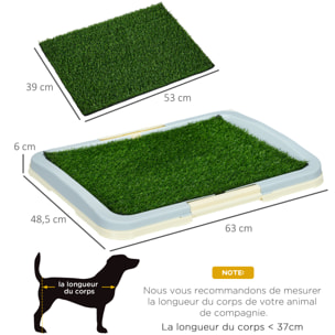 Litière gazon synthétique chien toilette portable à pelouse tiroir à déjection dim. 63L x 48l x 6H cm