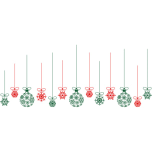 Sticker Noël guirlande boule de noël rouge et vert - Autocollants stickers adhésifs noël - décoration fêtes