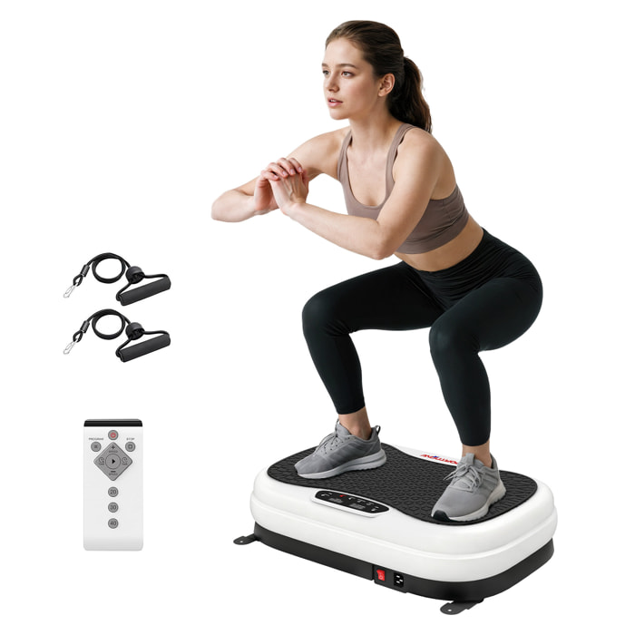 Plataforma Vibratoria, 50 Velocidades 3 Programas, Plataforma Vibración Muscular con Pantalla LED, Mando a Distancia, Bandas Elásticas, para Entrenamiento Corporal Completo, Ejercicio en Casa