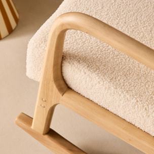 Rocking chair scandinave bois d'hévéa et bouclette LORENS