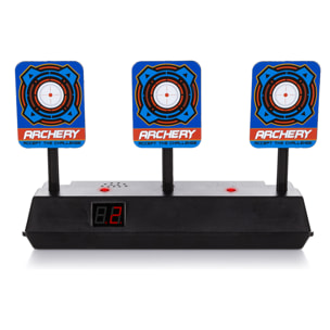 Bersagli elettronici con effetti sonori e display dei punteggi. Lancia i 3 bersagli e si solleveranno automaticamente.