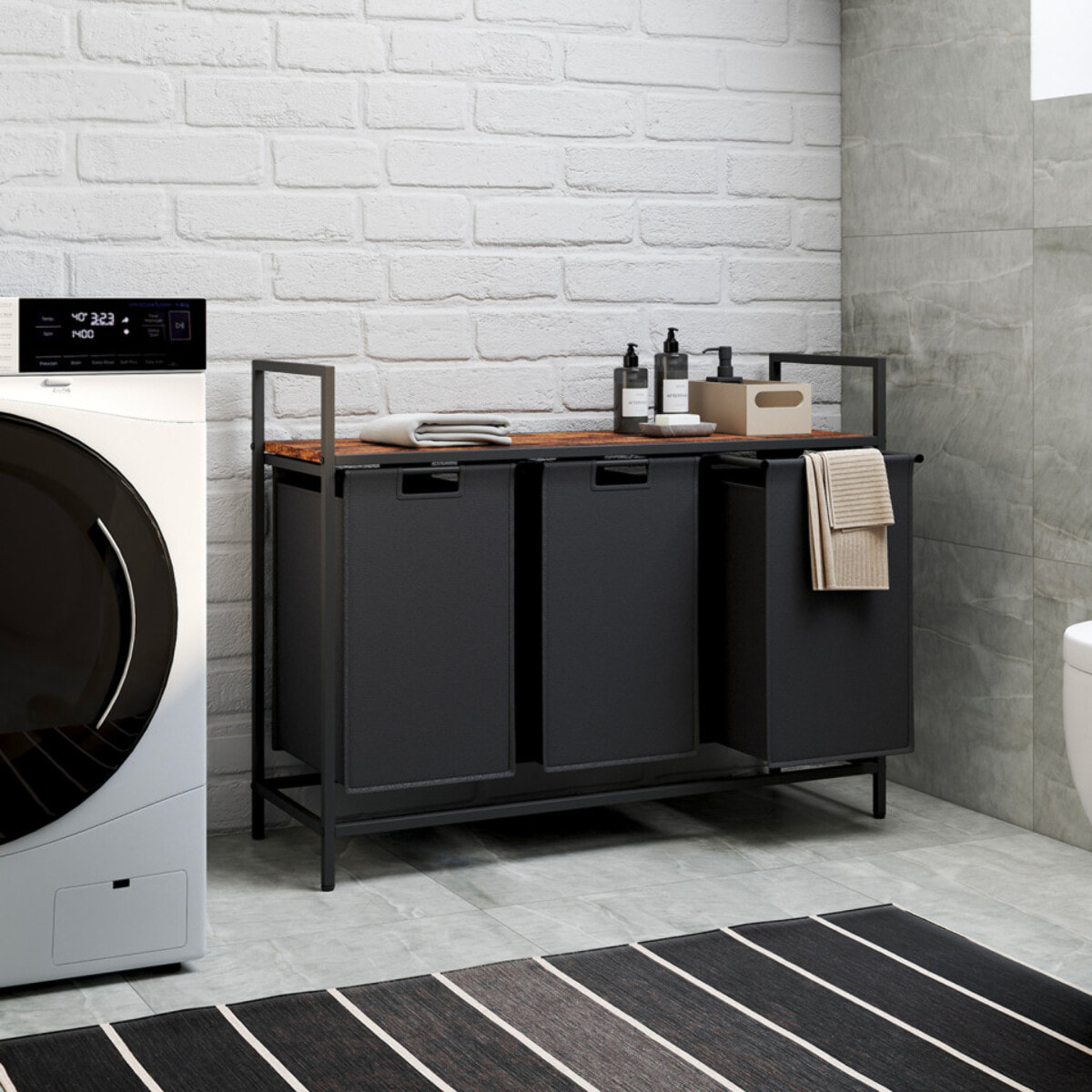 Panier à linge Elize 3 compartiments